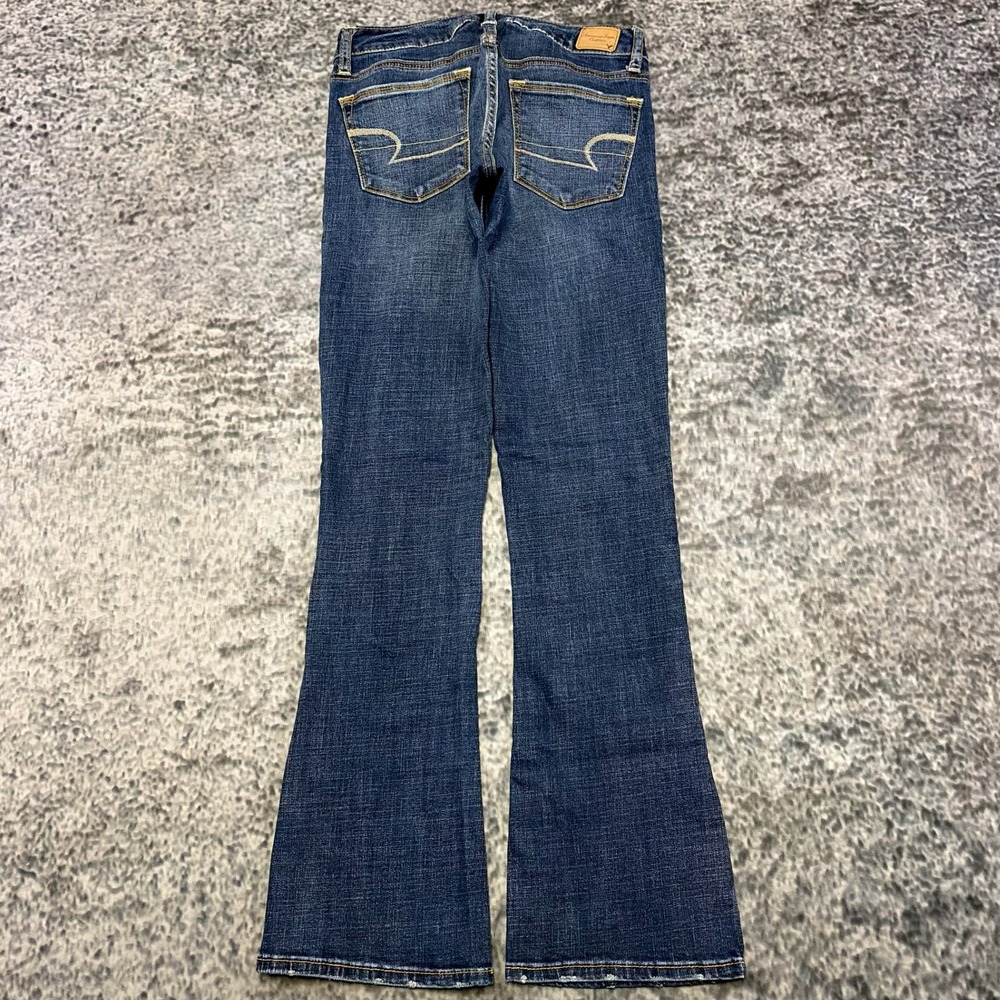 American Eagle Jeans Super Stretch Skinny Kick Sz 2 27x30 Blue Low Rise Bootcut